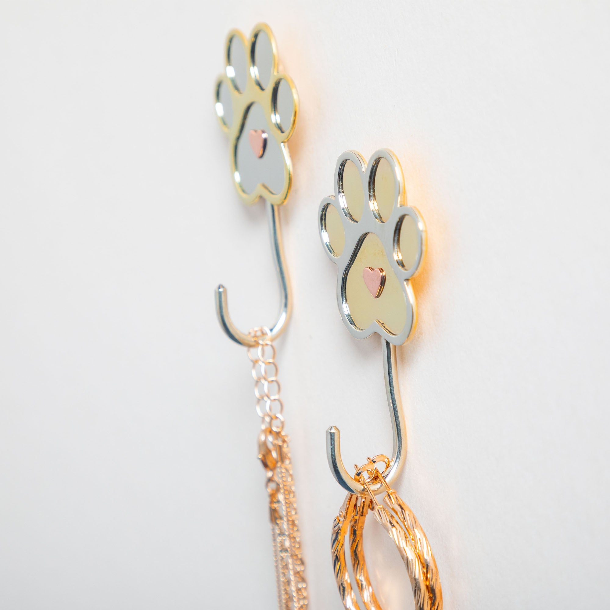 Love You Paw Print Mixed Metal Hook - Set of 2 - Aaria Tees Aaria Tees