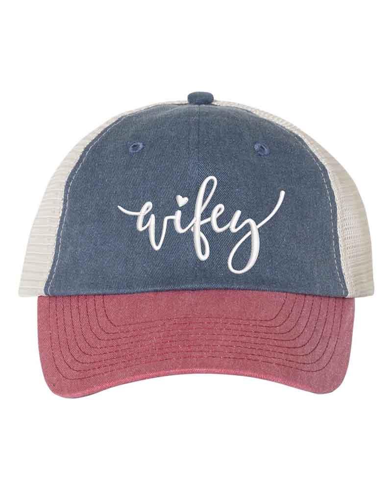 Embroidered Wifey/Hubby Trucker Hat – Anniversary Gift Cap - Aaria Tees Aaria Tees
