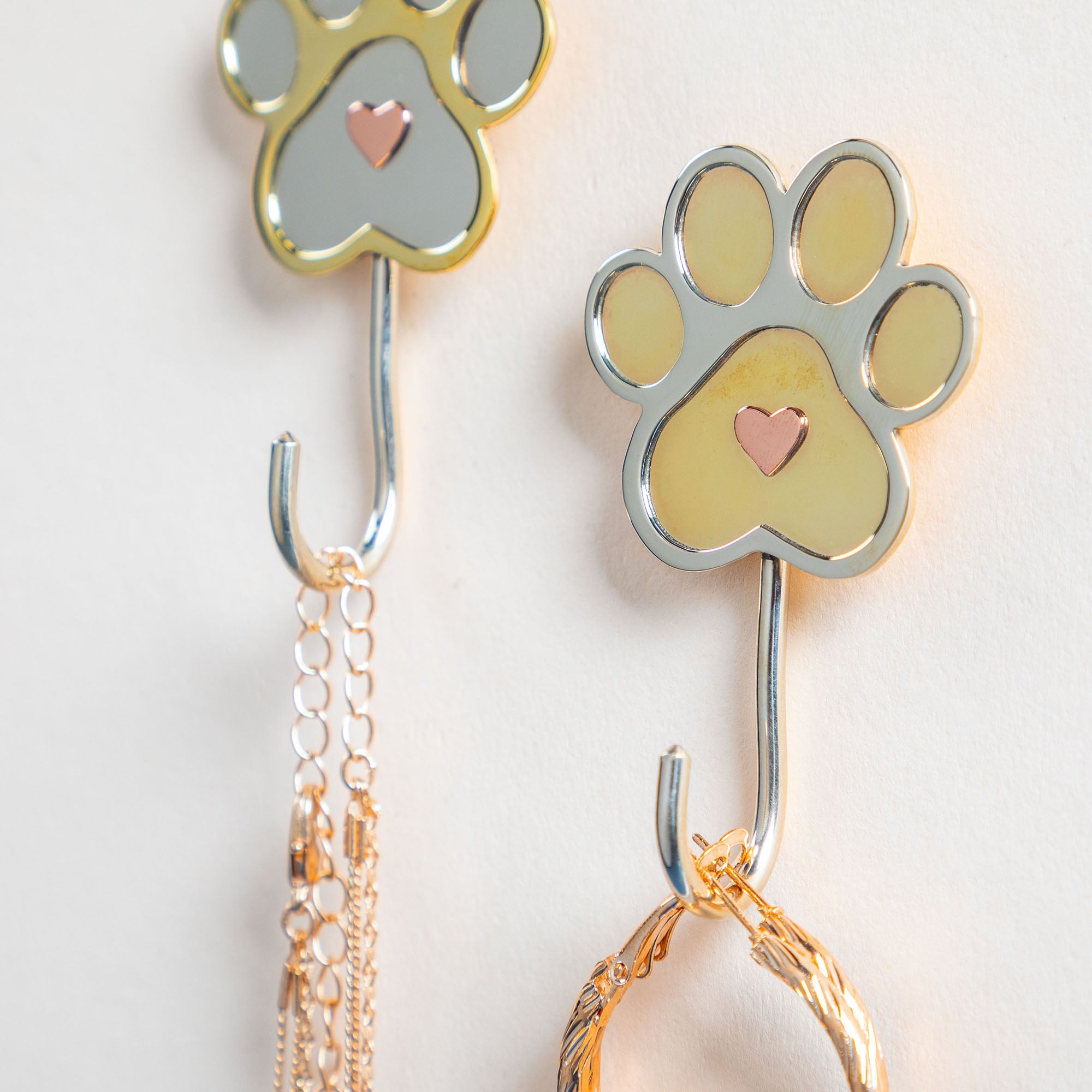 Love You Paw Print Mixed Metal Hook - Set of 2 - Aaria Tees Aaria Tees