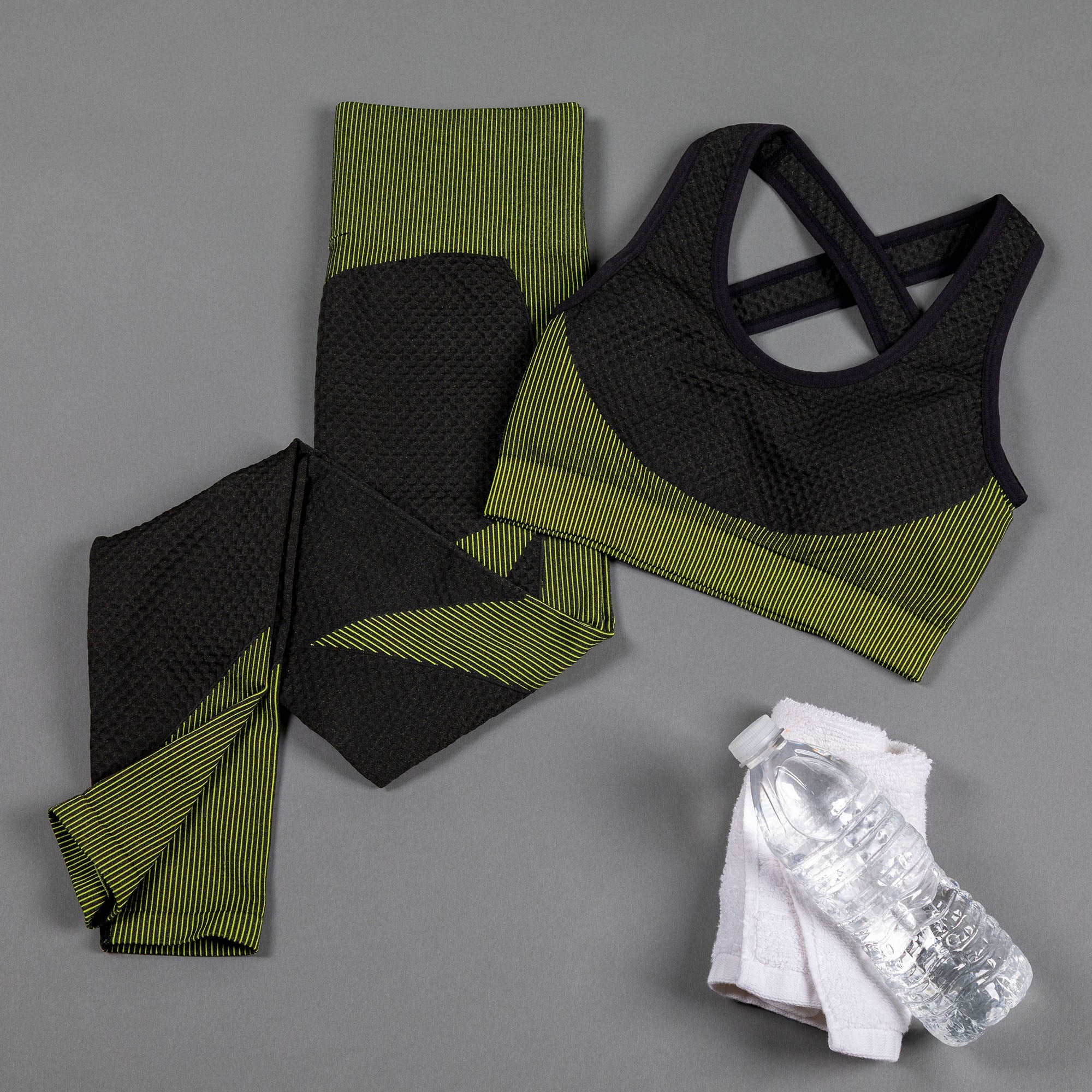 Textured Leggings & Sports Bra Activewear Set - Aaria Tees Aaria Tees