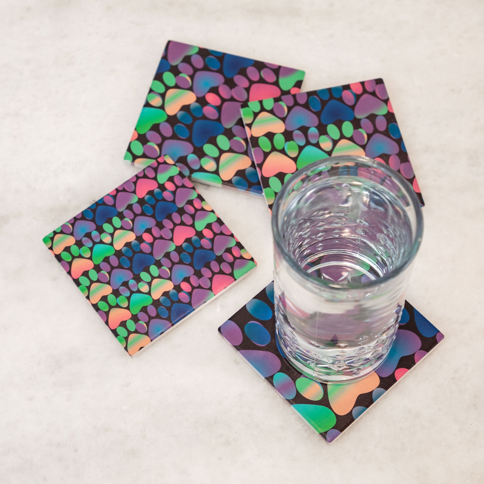Paw Print Coaster - Set of 4 - Aaria Tees Aaria Tees