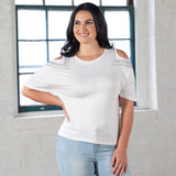 Cold Shoulder Rhinestone Top - Aaria Tees Aaria Tees