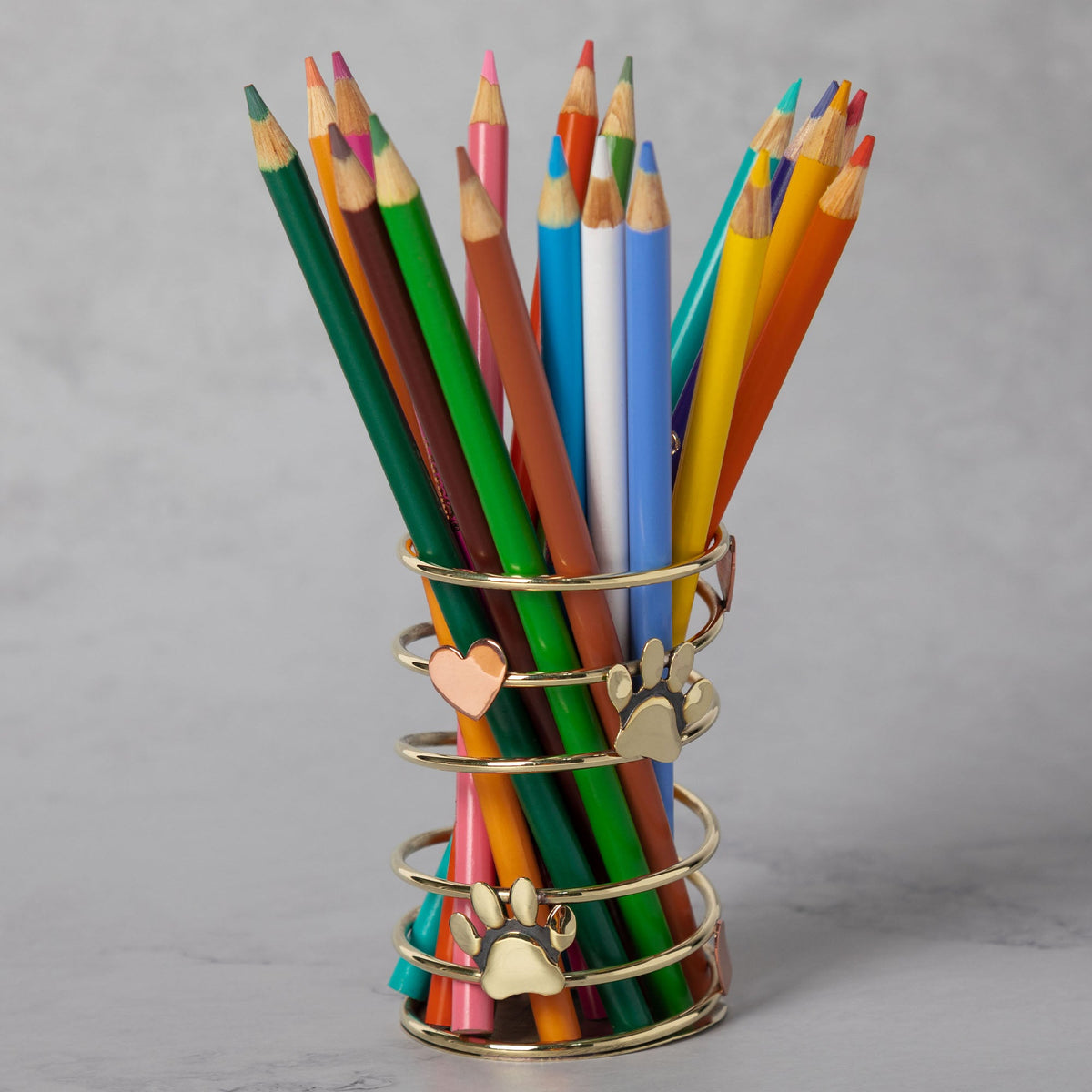 Paws & Hearts Mixed Metal Wire Pencil Cup - Aaria Tees