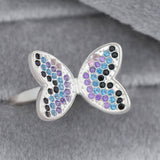 Sparkle Butterfly Sterling & Crystal Ring - Aaria Tees Aaria Tees