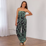 Geo Print Tie Back Strapless Jumpsuit - Aaria Tees Aaria Tees