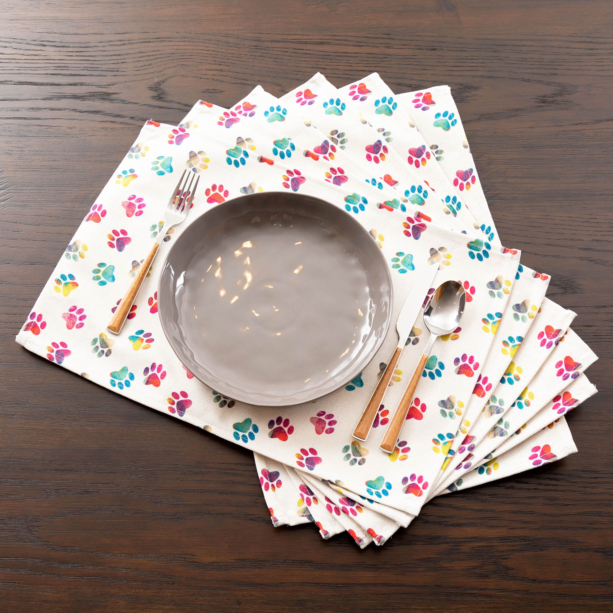 Rainbow Ombre Paws Kitchen Linens - Aaria Tees Aaria Tees