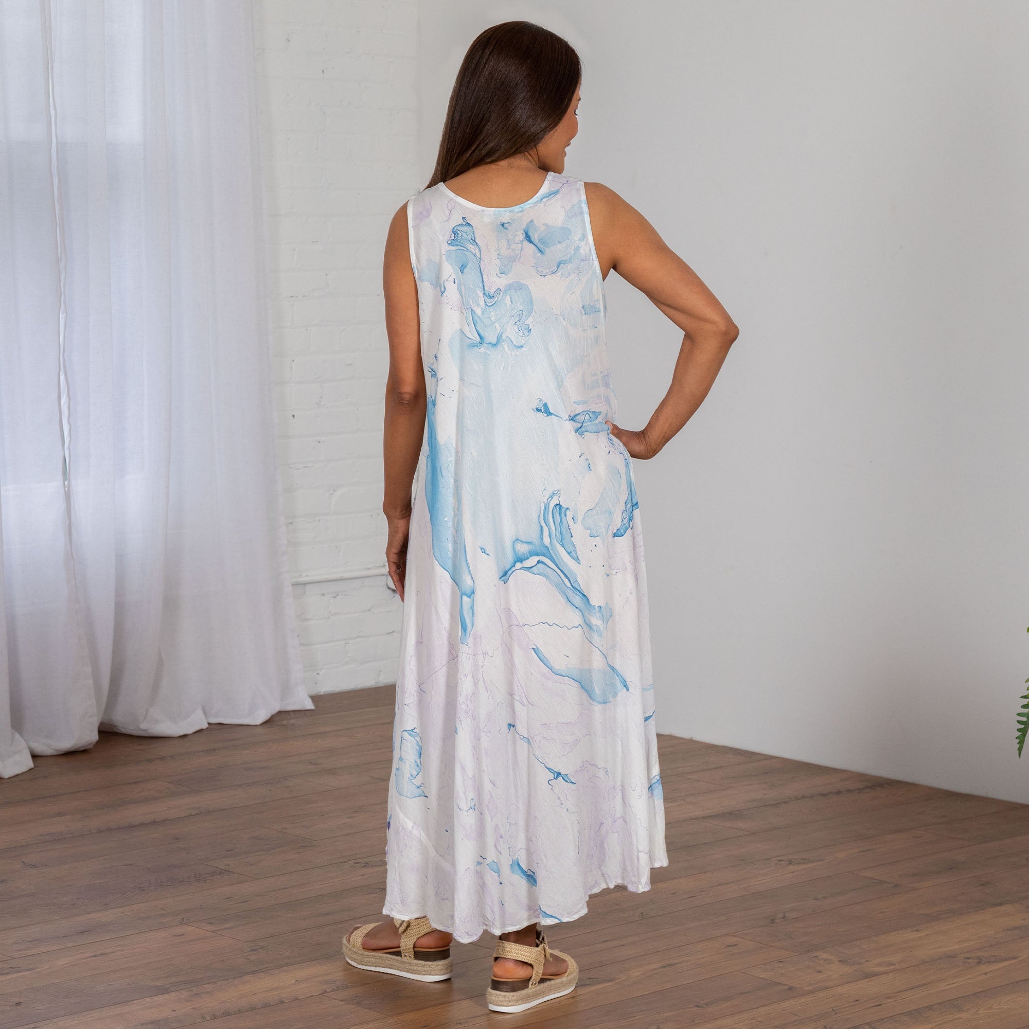 Marbleous Paw Print Hand Crafted Long Dress - Aaria Tees Aaria Tees