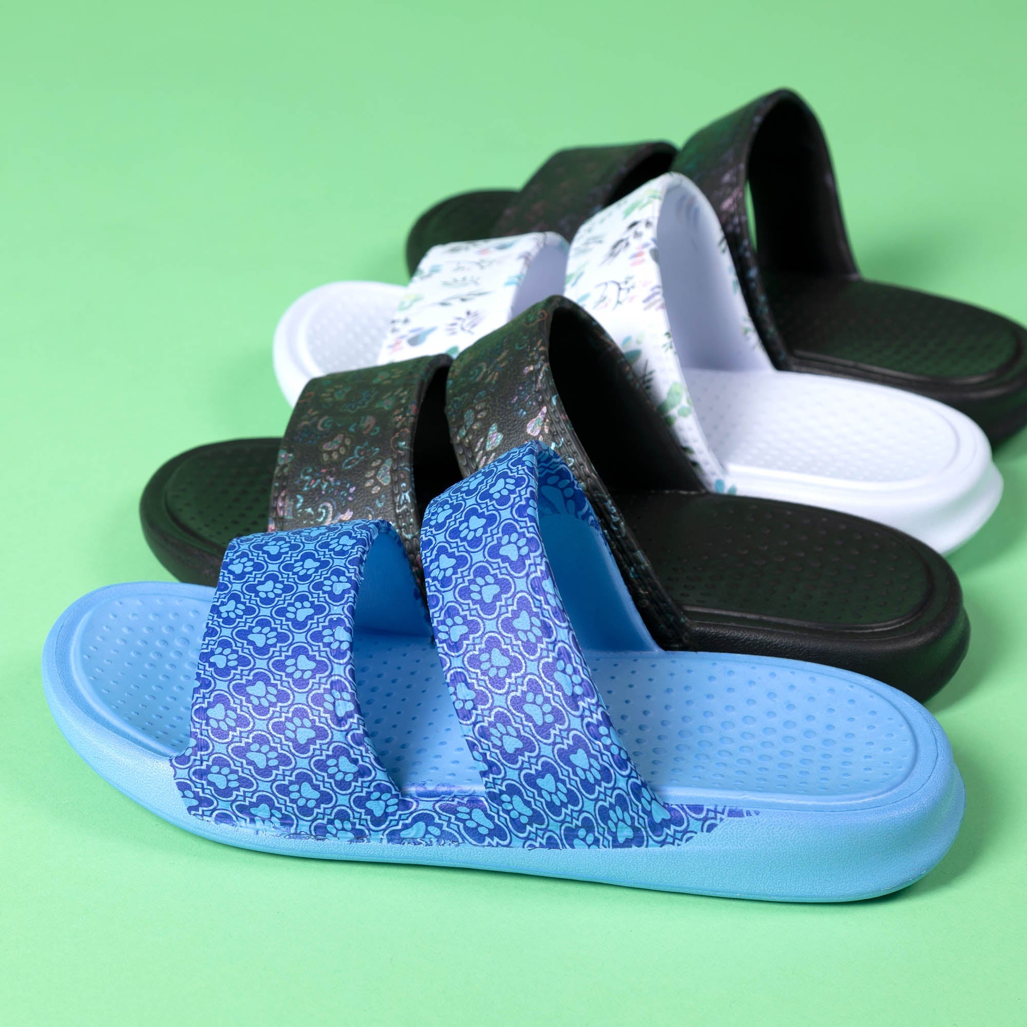 Two Strap Paw Slide Sandals - Aaria Tees Aaria Tees