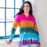 Rainbow Tie-Dye Hooded Tunic - Aaria Tees Aaria Tees