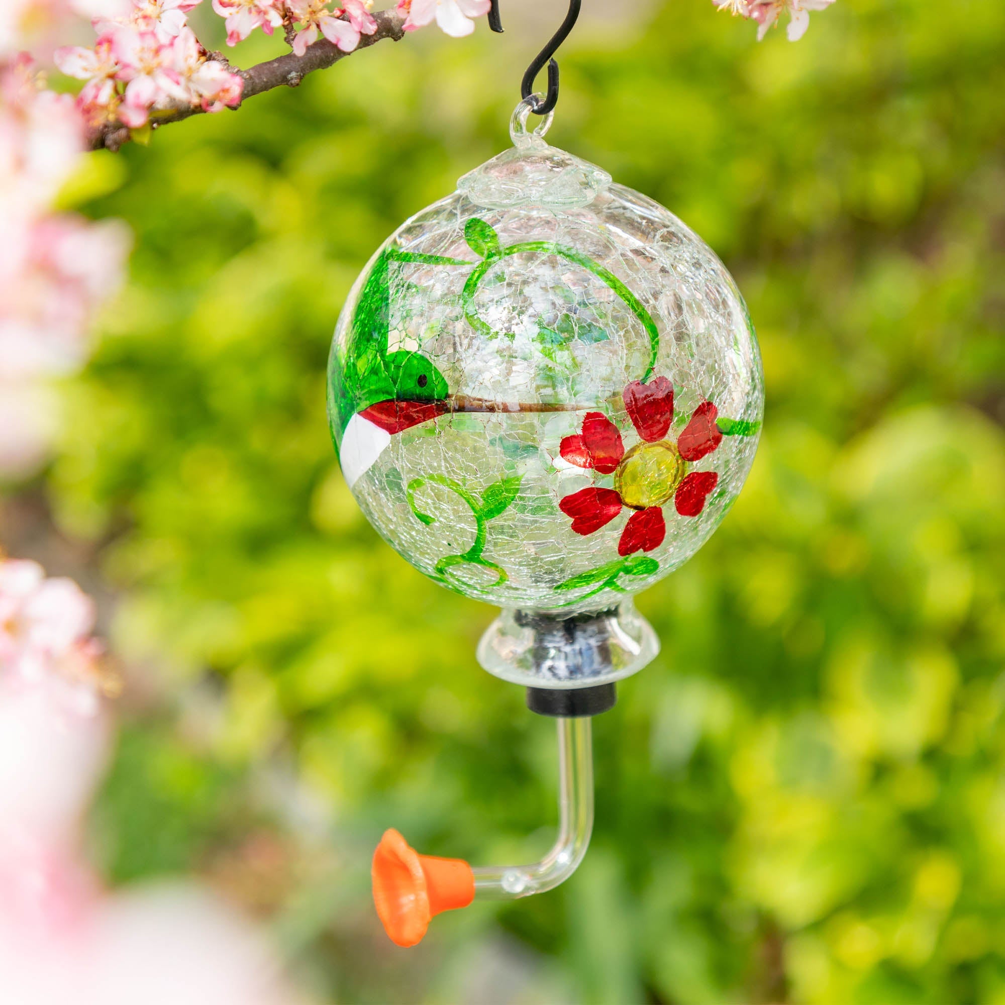 Hand-Painted Glass Hummingbird Feeder - Aaria Tees Aaria Tees
