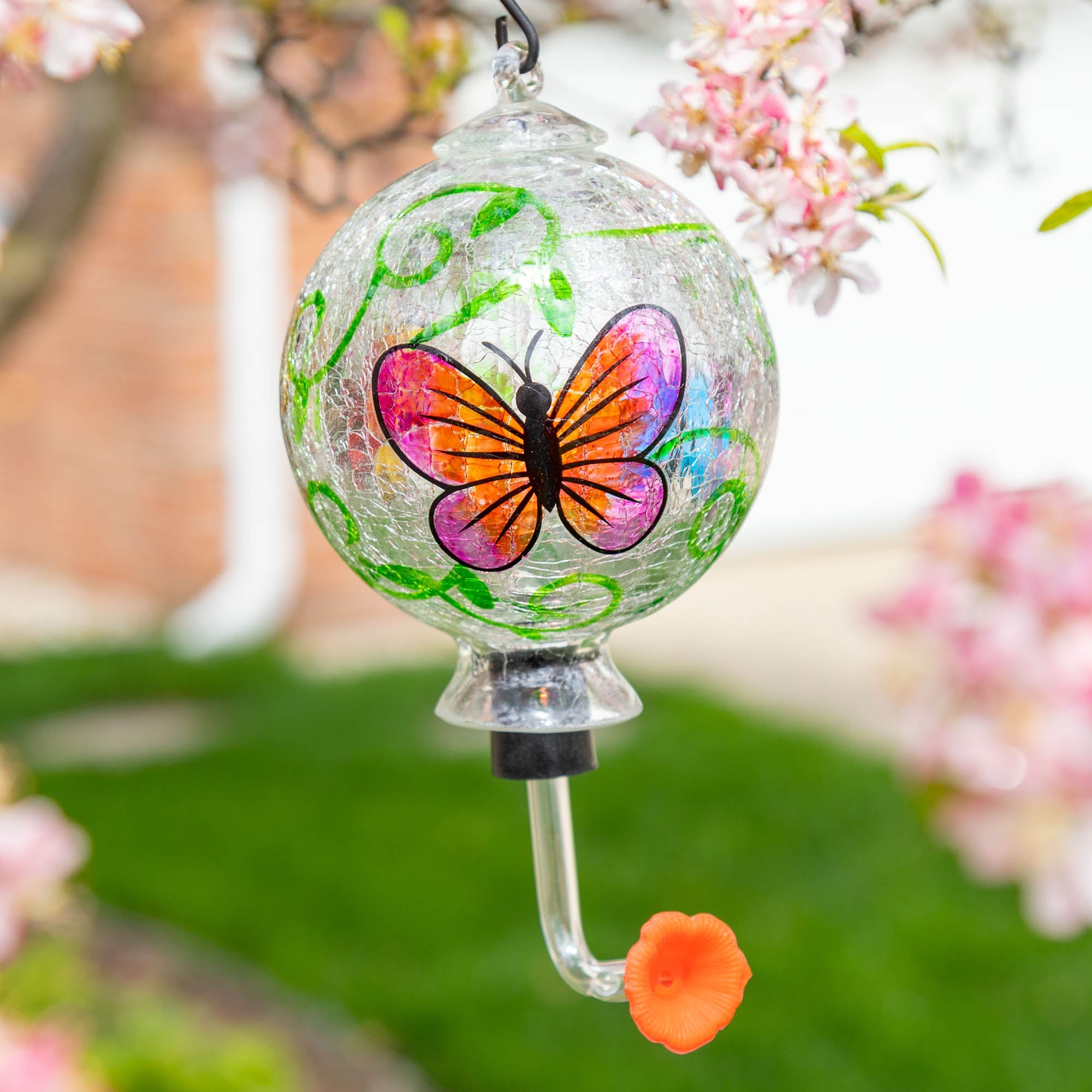 Hand-Painted Glass Hummingbird Feeder - Aaria Tees Aaria Tees
