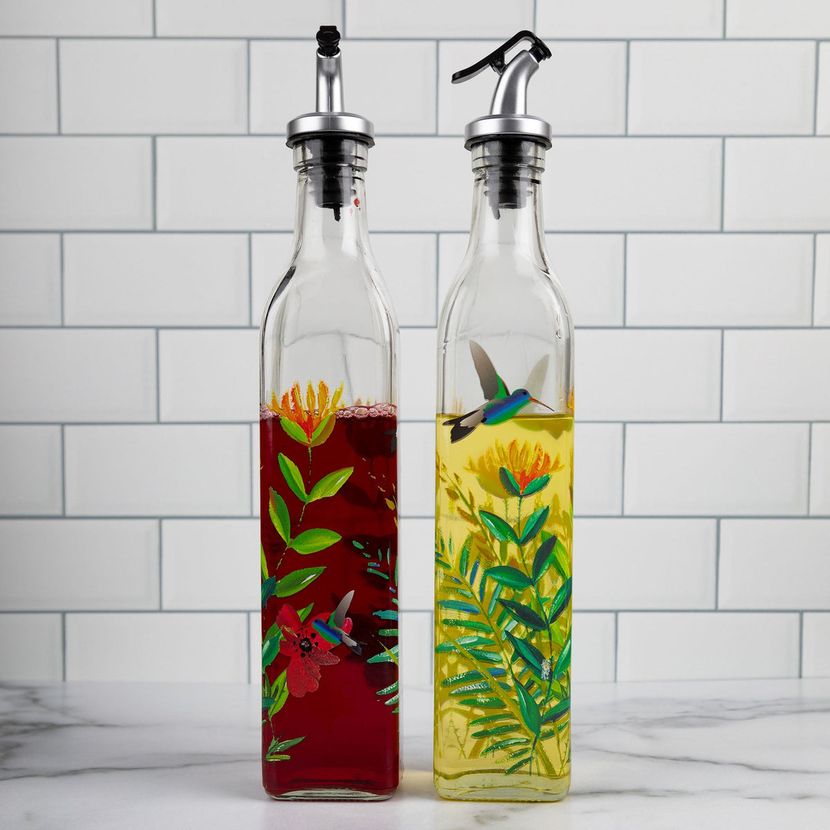 Floral Hummingbird Oil & Vinegar Set - Aaria Tees