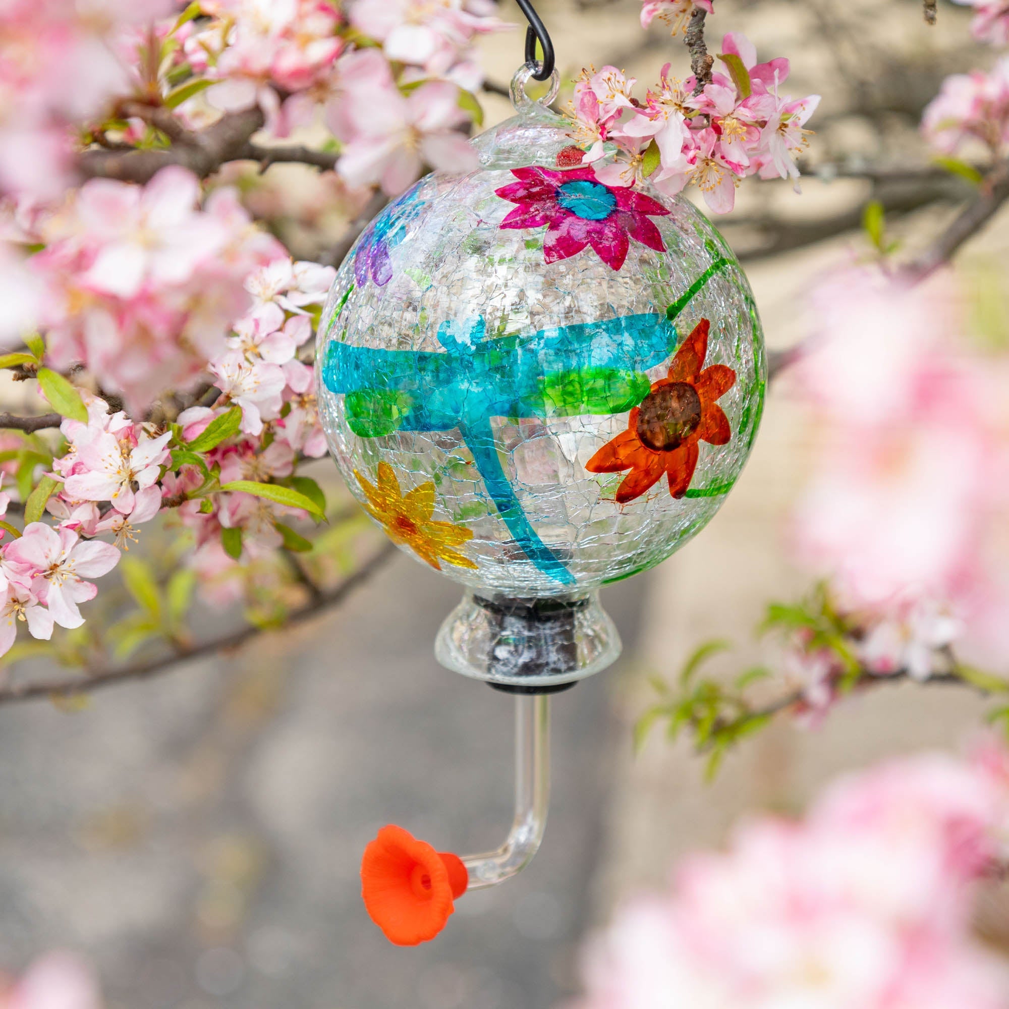 Hand-Painted Glass Hummingbird Feeder - Aaria Tees Aaria Tees