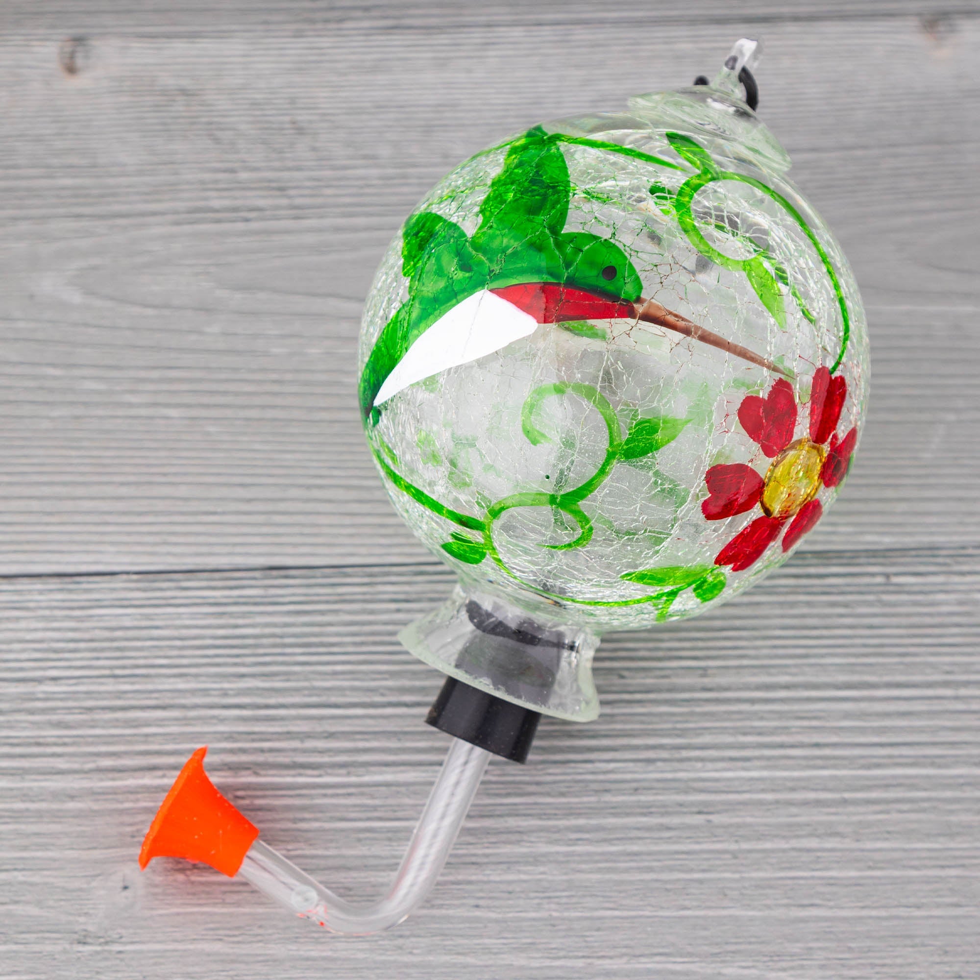 Hand-Painted Glass Hummingbird Feeder - Aaria Tees Aaria Tees