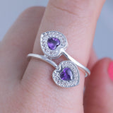Two Hearts Sterling & Crystal Ring - Aaria Tees Aaria Tees