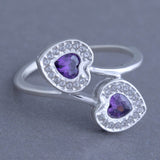 Two Hearts Sterling & Crystal Ring - Aaria Tees Aaria Tees