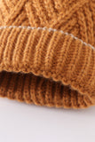 Camel cross cable knit pom pom beanie hat baby toddler adult - Aaria Tees Aaria Tees