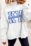 White Kentucky Graphic Mock Neck Reversible Sweatshirt - Aaria Tees Aaria Tees
