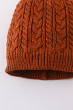 Rust cable knit pom pom beanie hat baby toddler adult - Aaria Tees Aaria Tees
