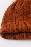 Rust cable knit pom pom beanie hat baby toddler adult - Aaria Tees Aaria Tees