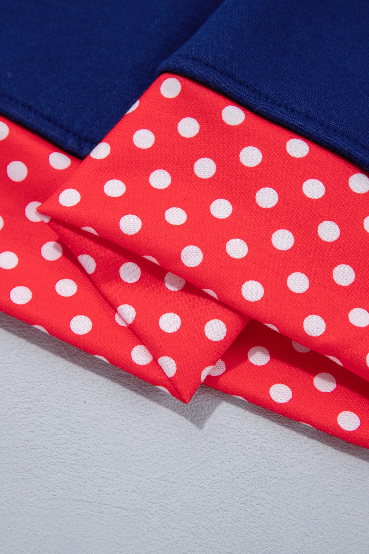 Sail Blue Polka Dot Letter Print Contrast Trim Mock Neck Sweatshirt - Aaria Tees Aaria Tees