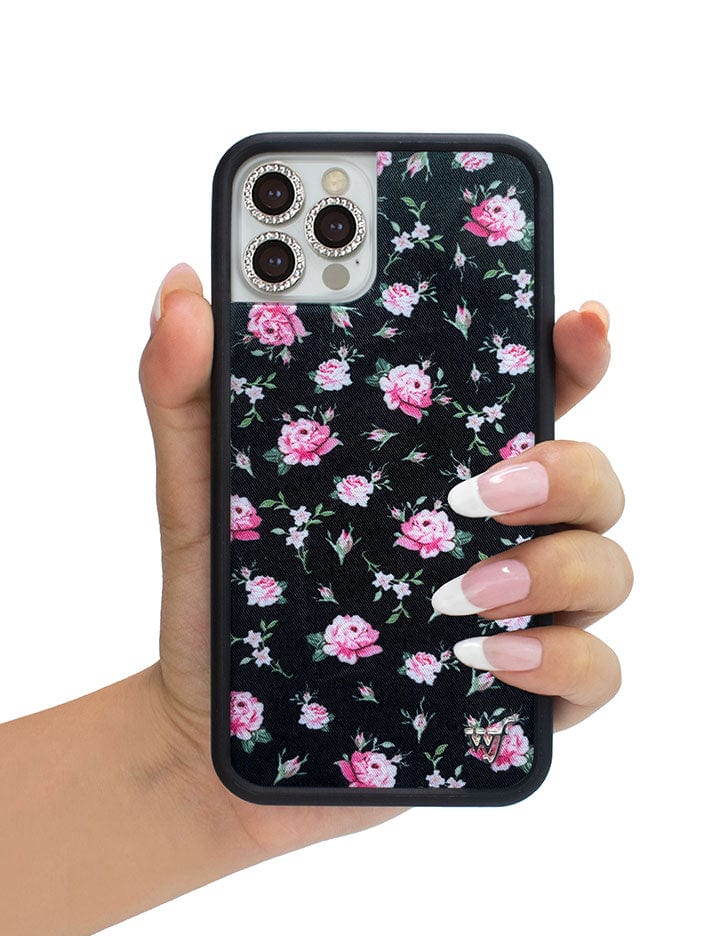 Black and Pink Floral iPhone Case - Aaria Tees Aaria Tees