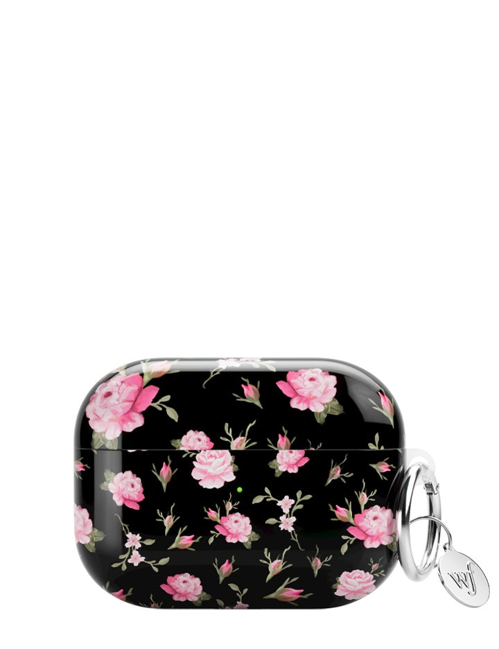 Black and Pink Floral AirPods - Aaria Tees Aaria Tees