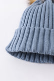Slate knit pom pom beanie hat baby toddler adult - Aaria Tees Aaria Tees
