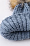 Slate knit pom pom beanie hat baby toddler adult - Aaria Tees Aaria Tees