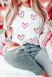 White Sequin Heart Sketch Graphic Womens Casual Tee - Aaria Tees Aaria Tees