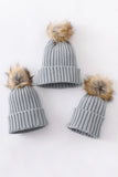 Sage knit pom pom beanie hat baby toddler adult - Aaria Tees Aaria Tees