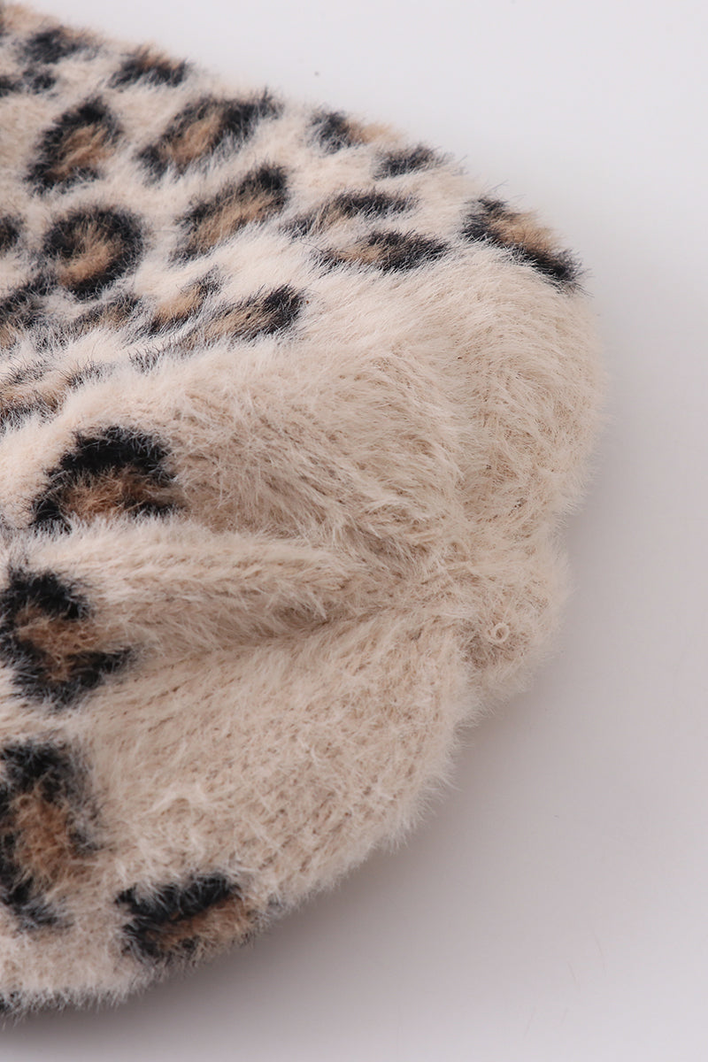 Beige leopard beanie hat toddler adult - Aaria Tees Aaria Tees