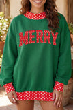 Dark Green Merry Christmas Slogan Polka Dot Contrast Trim Tunic Sweatshirt - Aaria Tees Aaria Tees