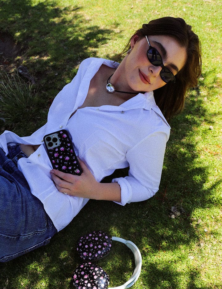 Black and Pink Floral iPhone Case - Aaria Tees Aaria Tees