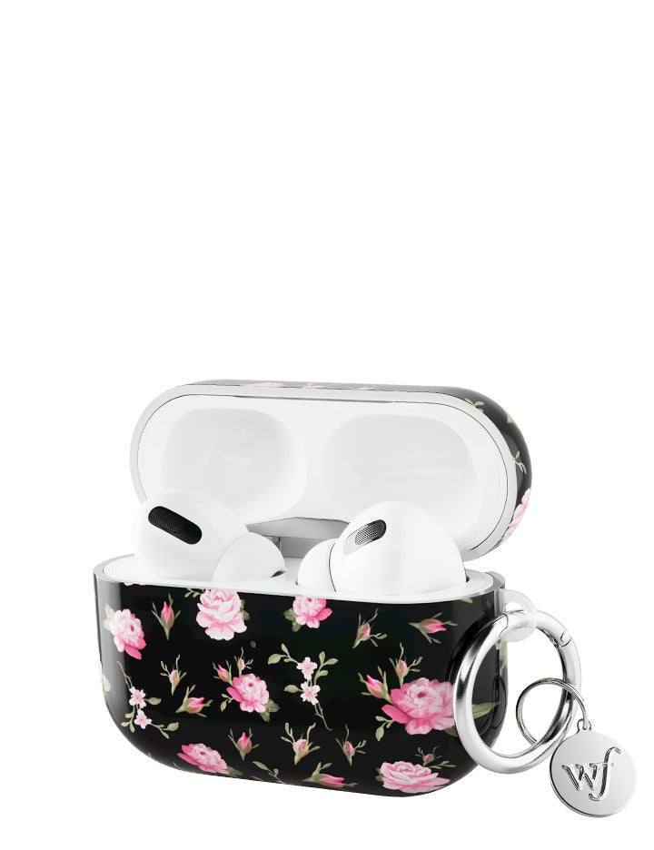 Black and Pink Floral AirPods - Aaria Tees Aaria Tees