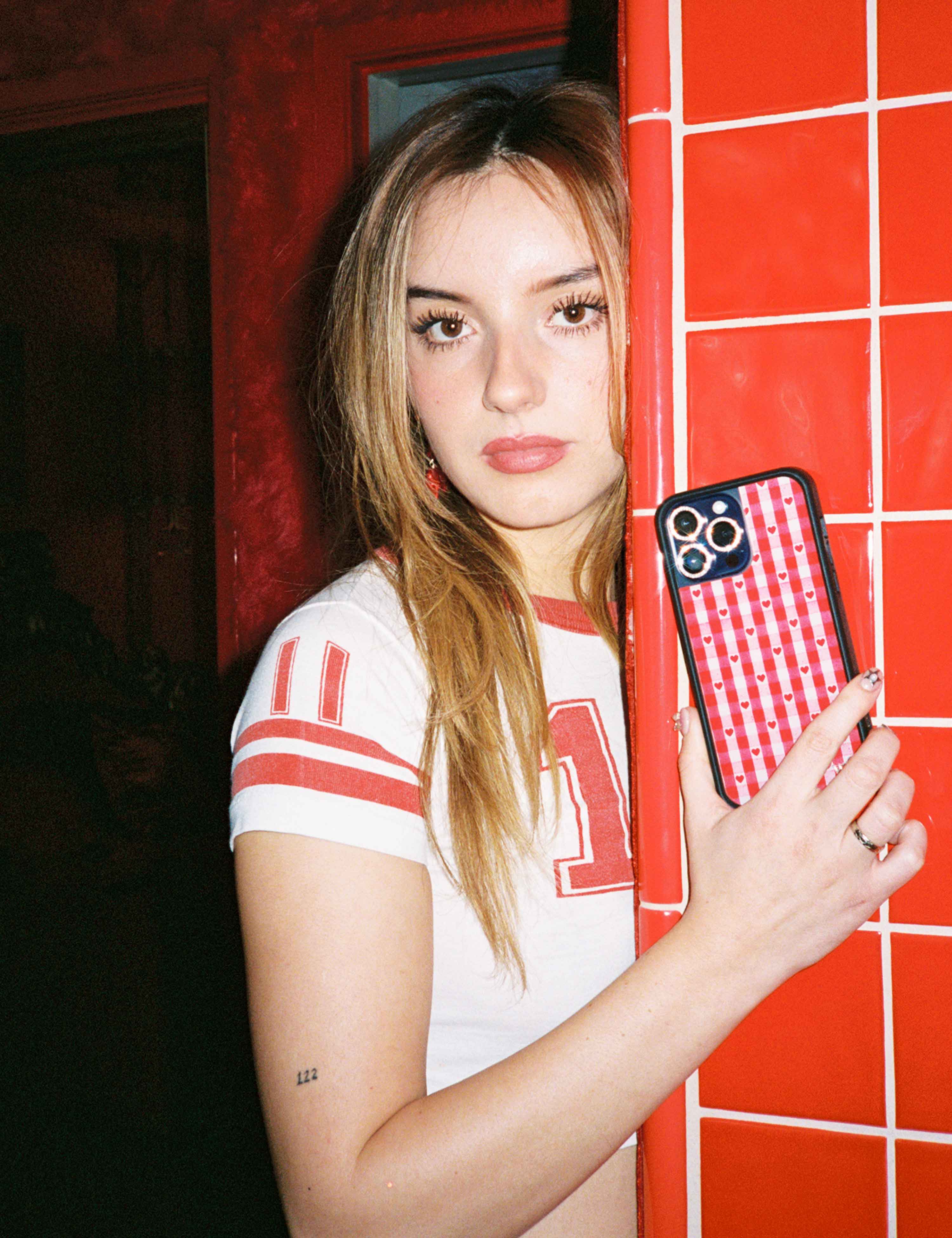 Gingham Hearts | Red iPhone Case - Aaria Tees Aaria Tees