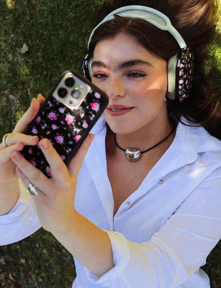 Black and Pink Floral iPhone Case - Aaria Tees Aaria Tees