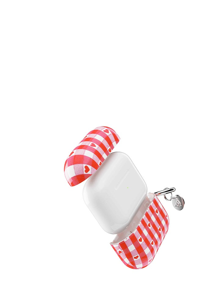 Red Gingham Hearts AirPods - Aaria Tees Aaria Tees