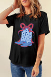 Boot Graphic Round Neck Short Sleeve T-Shirt Aaria Tees