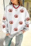 Light Grey Sequin Bow Pumpkin Patch Color Block High Neck Sweatshirt - Aaria Tees Aaria Tees