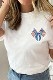 White Patriotic Coquette Flag Sequin Graphic Tee Aaria Tees