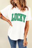 White Checkerboard LUCKY Graphic St Patrick Tee Aaria Tees
