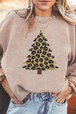 Apricot Leopard Christmas Tree Graphic Corded Sweatshirt Aaria Tees