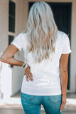 White Rabbit Bow Knot Print Crew Neck T Shirt - Aaria Tees Aaria Tees