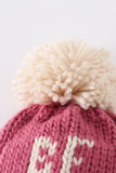 Pink BE MINE knit beanie pom pom hat - Aaria Tees Aaria Tees
