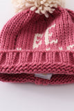 Pink BE MINE knit beanie pom pom hat - Aaria Tees Aaria Tees