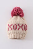 Cream XOXO knit beanie pom pom hat - Aaria Tees Aaria Tees