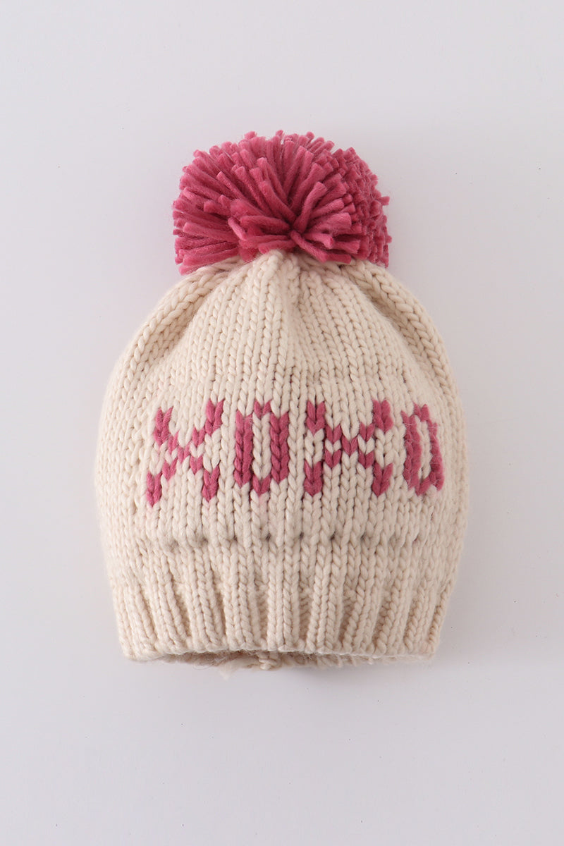 Cream XOXO knit beanie pom pom hat - Aaria Tees Aaria Tees
