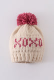 Cream XOXO knit beanie pom pom hat - Aaria Tees Aaria Tees