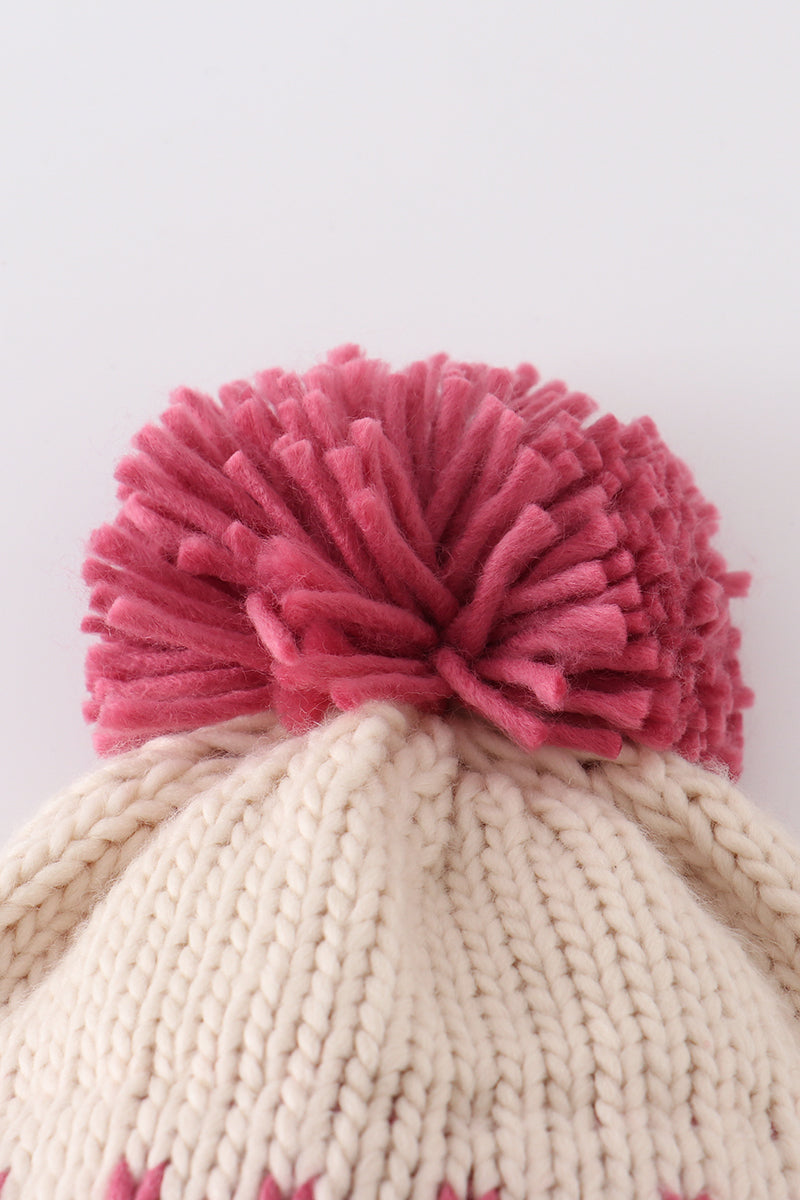 Cream XOXO knit beanie pom pom hat - Aaria Tees Aaria Tees